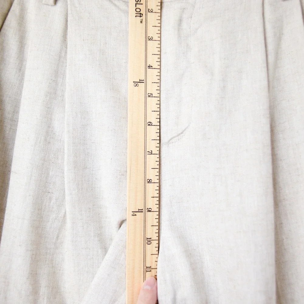 Banana Republic Linen Cotton Wide Leg Pants Women 2 P Beige Pleated Minimalist